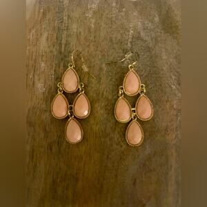 Chandelier Earrings.  Gold & Pink.